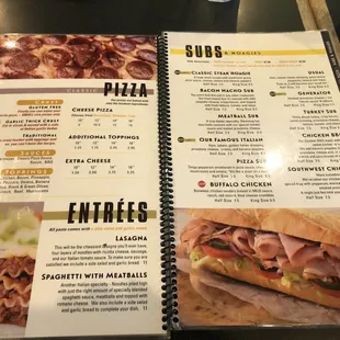 the menu of the restaurant