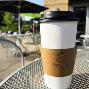 a coffee cup on a table