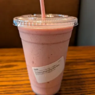 Smoothy time.  Strawberry banana with protein