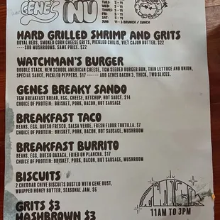 Brunch Menu