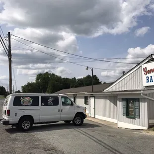 a van parked outside
