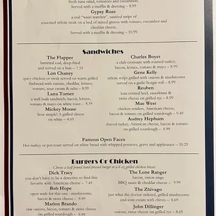Salads, Sandwiches and Burgers