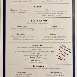 Starters and Entrees