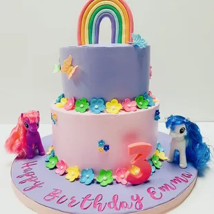 Colorful Flower &amp; Butterfly Birthday Cake