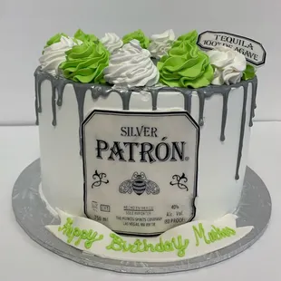 Patron Cake with Silver Drops