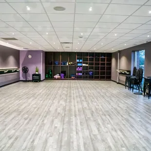 We have cubbies to store your items, as well as calming natural light!