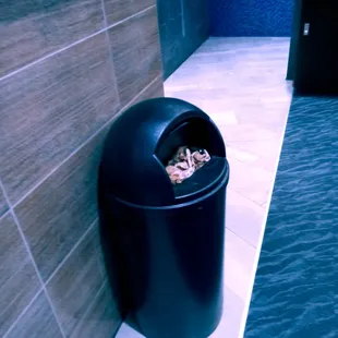 Overflowing trash cans