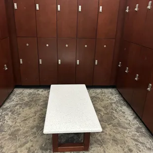 Women's locker room. Gym provides towels, soap, lotion and more. Locker room and spacious and clean.