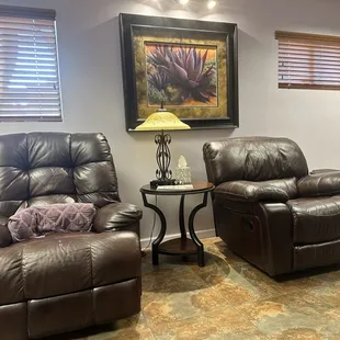 These are two of the 5 comfy chairs  in the infusion room.