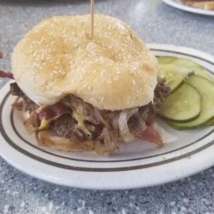 Double cheeseburger..hand made patties, soft bun.