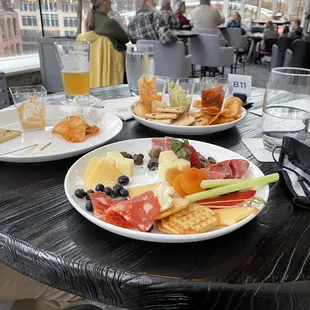 two plates of food on a table