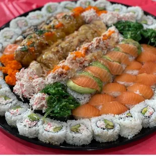 a plate of sushi