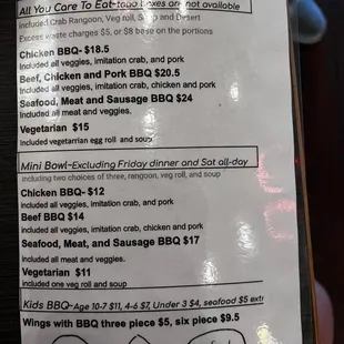 HEADS UP!  "new covid price sheet" handed out along with the menu.