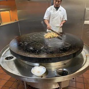 a man preparing food