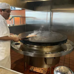 Cooking on the drum.