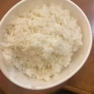 Poorly cooked rice.