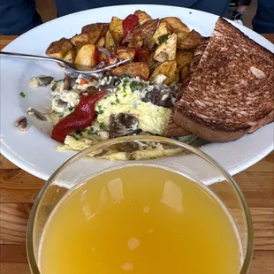 Mushroom scramble with a side of mimosa