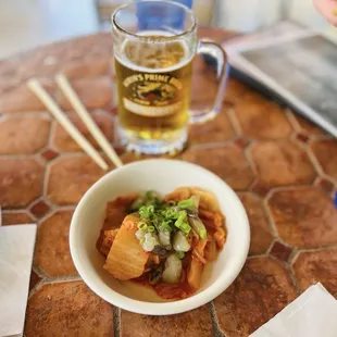 Kimchee Takowasa (raw marinated octopus)