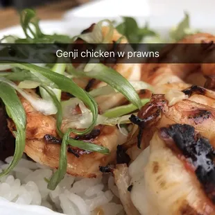 The teriyaki chicken &amp; prawn combination