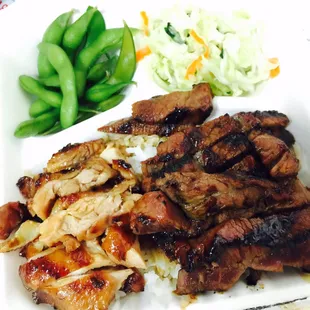 Combo #1 Chicken &amp; Beef rice plate