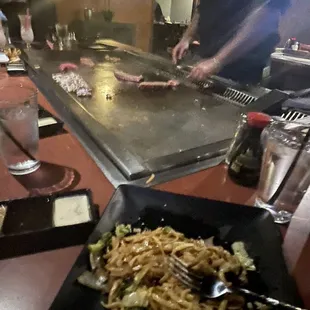 Chef preparing steak