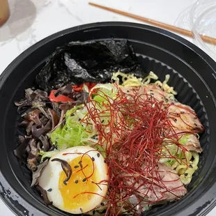 Spicy miso ramen, pre-broth. That egg was perfect!