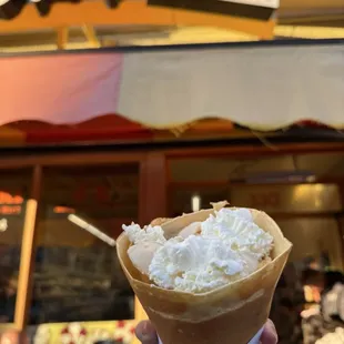 ice cream crepe green tea and lychee w whip cream