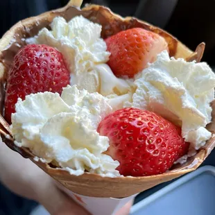 Strawberry Nutella whipped cream Crepe with ice cream