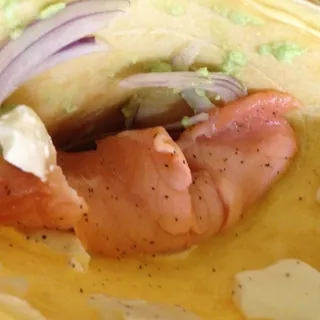 7. Smoked Salmon, Red Onion, Cream Cheese and Wasabi Crepe