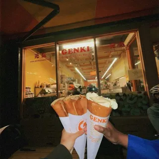 Moo( Dried Shredded Pork Pork Sausage) Cheese Lettuce Mayo Crepe