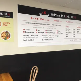 Wall menu