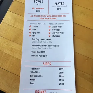 To-go menu