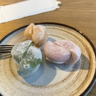Mochi ice cream. Strawberry, Green Tea, Mango