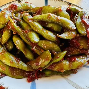 Spicy Garlic Edamame