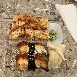 Unagi nigiri and lion king roll