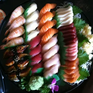 1/2 of the sushi and sashimi platter