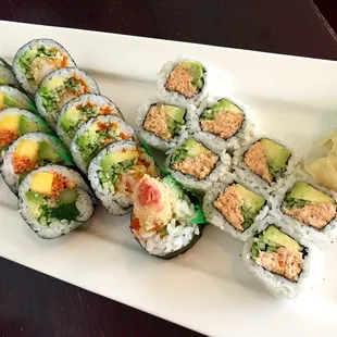 Left to right: Color Vegetable roll, Crazy roll, Spicy Seafood roll