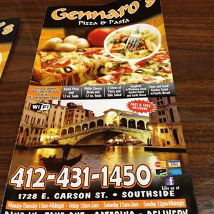 Menu cover