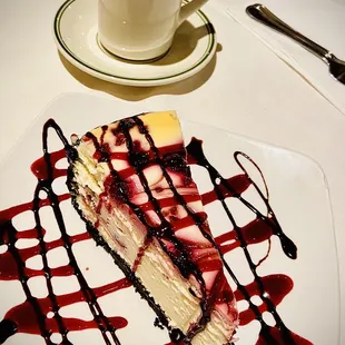 Raspberry Cheesecake with Chocolate Crust and Black Coffee