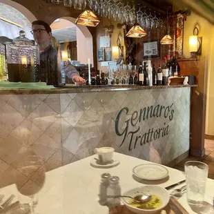 A view through the windows toward the bar