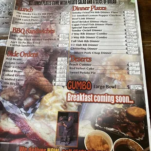 Menu! Or go in and order a huge platter of ribs like we did.