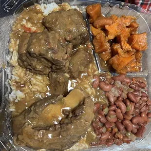 Oxtail, red beans, &amp; candied yams