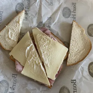 a ham and cheese sandwich
