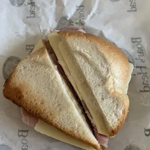 a half eaten sandwich