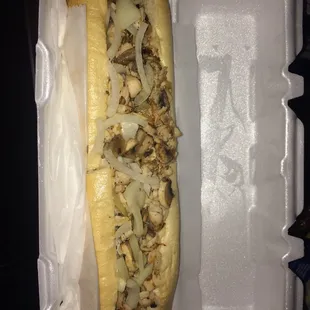 Mushroom chicken cheesesteak