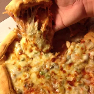 The toppings were horrible. They slid right off the crust. Would've needed to eat this with a spoon.