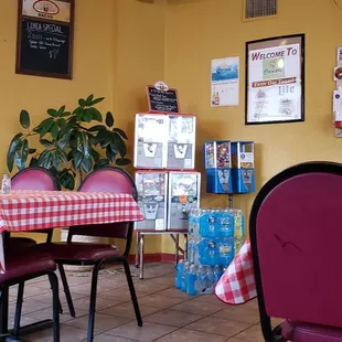 tables and chairs in a restaurant