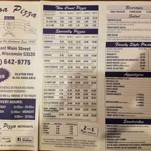 sushi and sashimi, menu