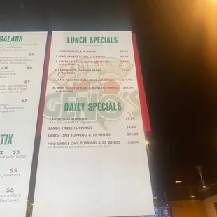 menu and prices