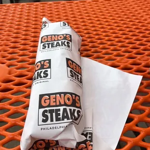 a wrapper on a table